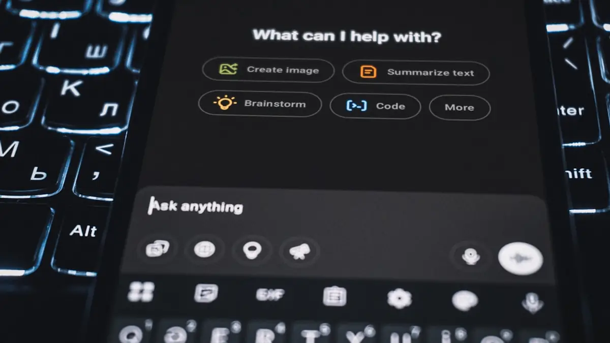 A smartphone screen showing an AI assistant chat interface.