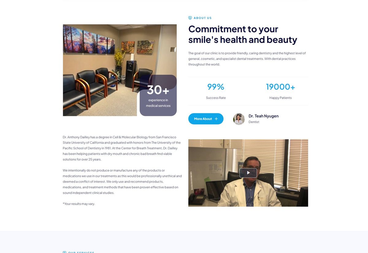 Center for Breath Treatment about page designed by Orrku Media