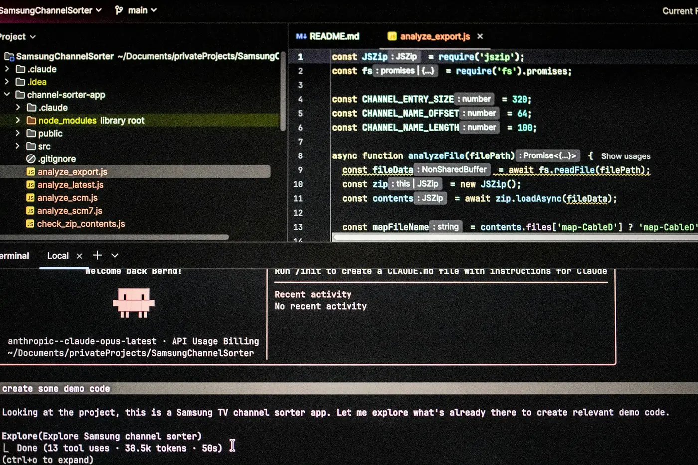 Website code and project files on a development screen